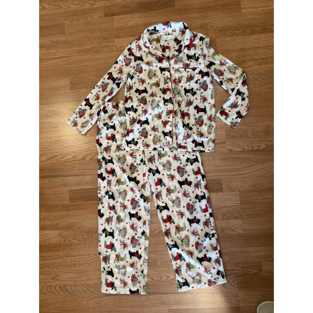 Karen Neuburger Sz SM Holiday‎ Dogs Pajamas PJ Set Frenchies Scotty Poodles